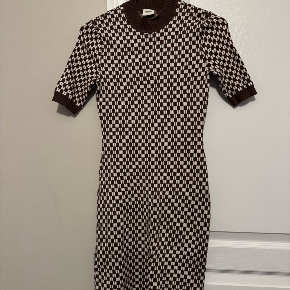 Abercrombie & Fitch Brown and White Patterned Mini Dress